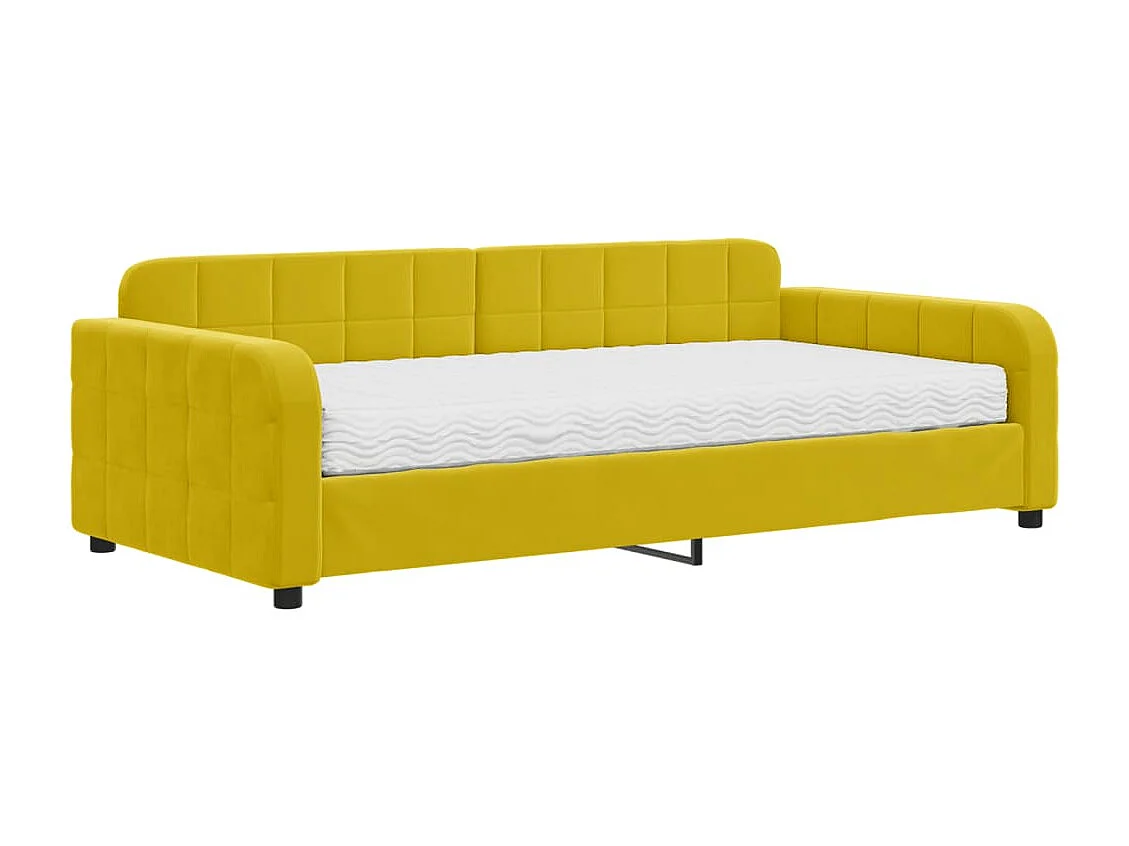 Lit de jour avec matelas jaune 100x200 cm velours