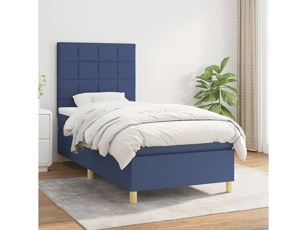 Lit à sommier tapissier avec matelas Bleu 80x200 cm Tissu