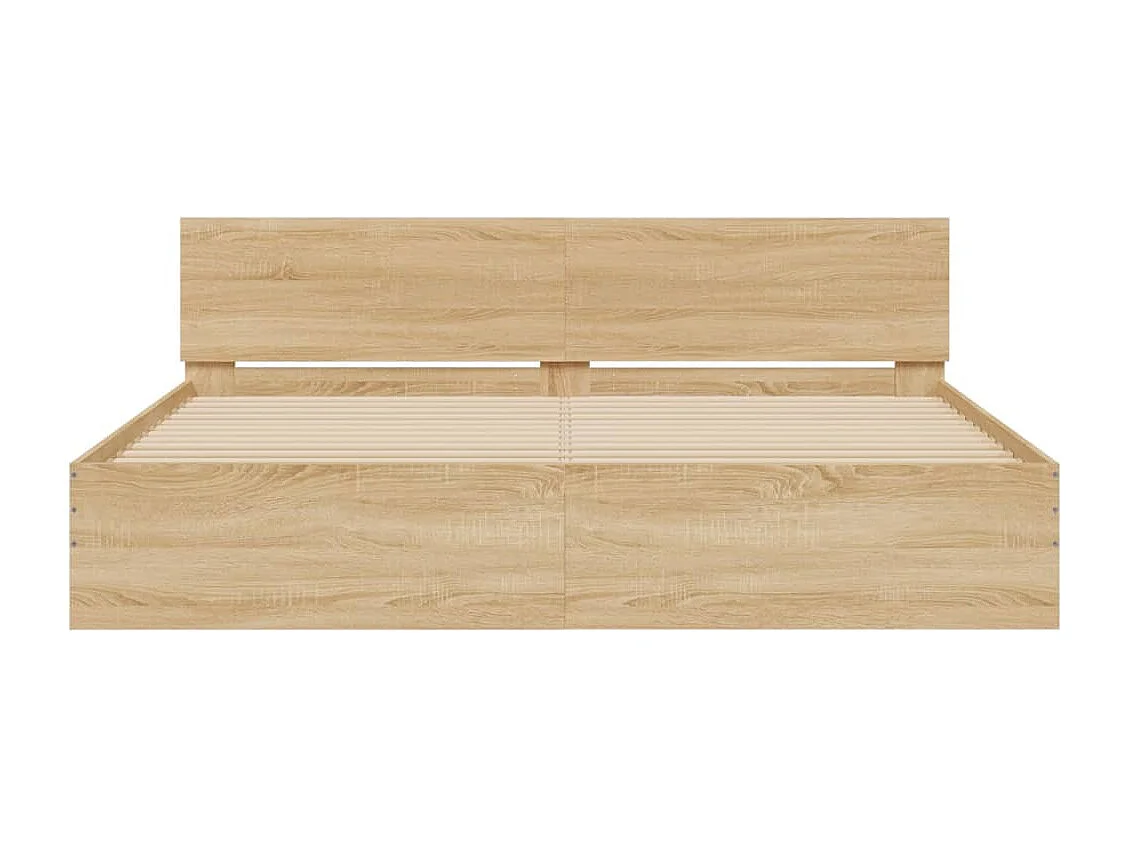 Estrutura cama c/ cabeceira/luzes LED 180x200cm carvalho sonoma