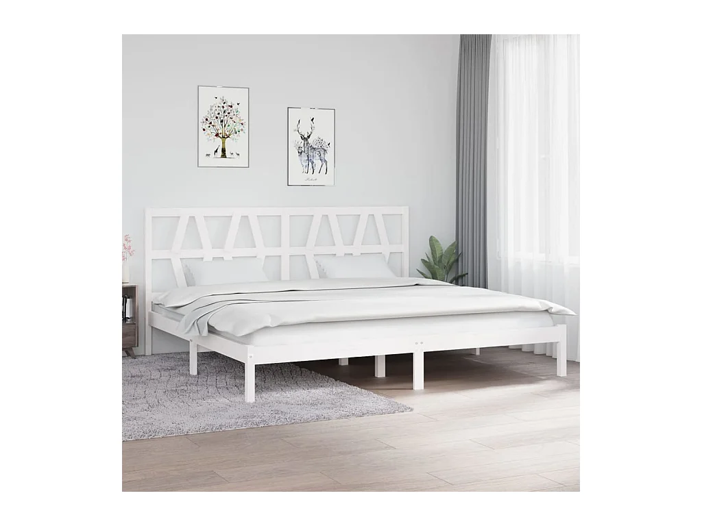 Estrutura de cama 200x200 cm pinho maciço branco
