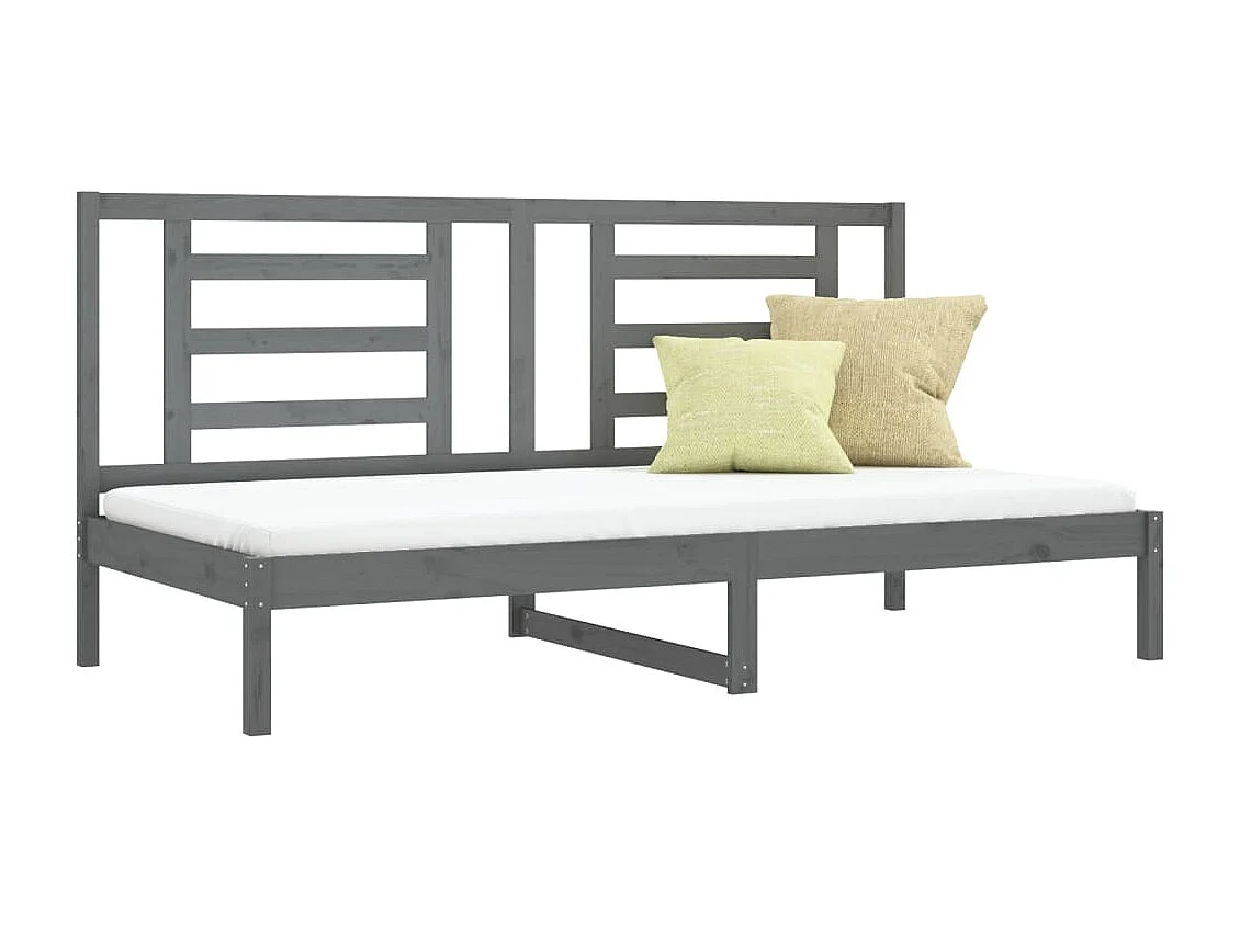 Lit de jour Gris 90x200 cm Bois de pin massif
