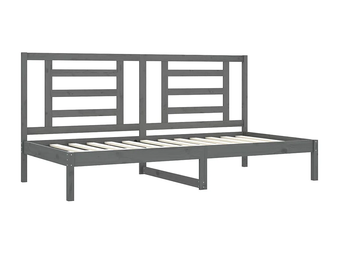 Lit de jour Gris 90x200 cm Bois de pin massif