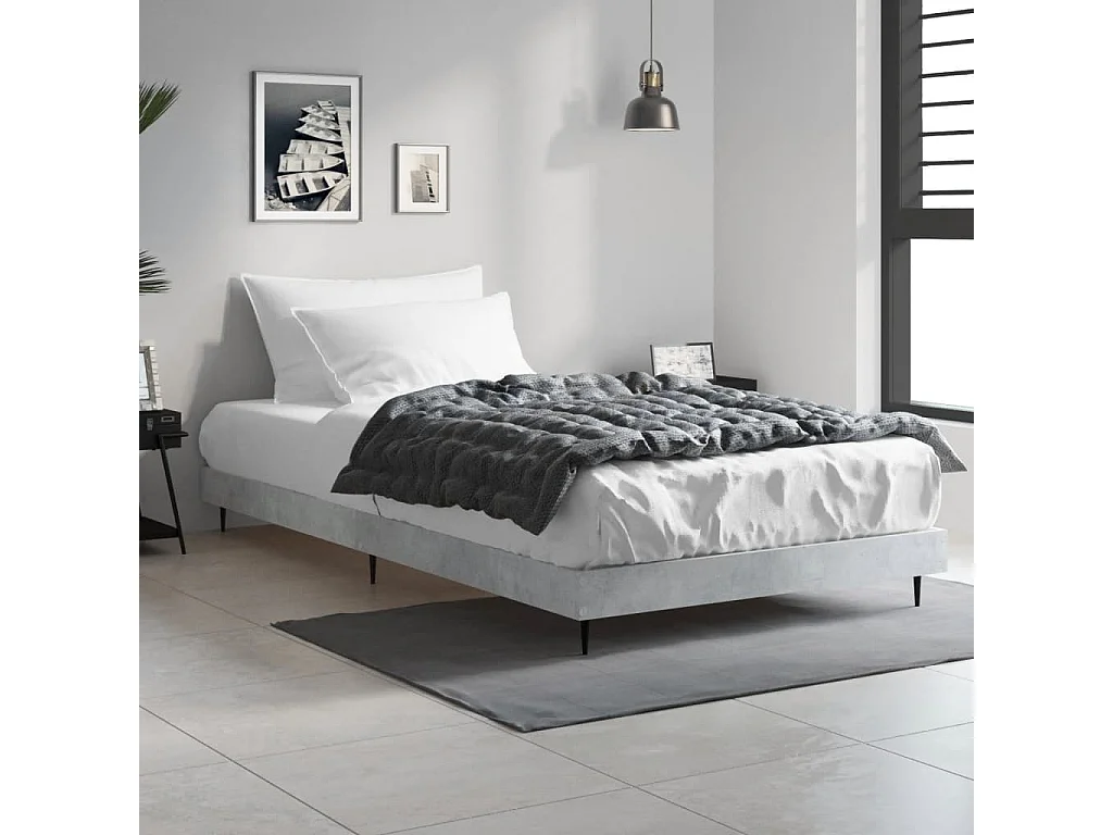 Estructura de cama madera contrachapada gris hormigón 90x200cm
