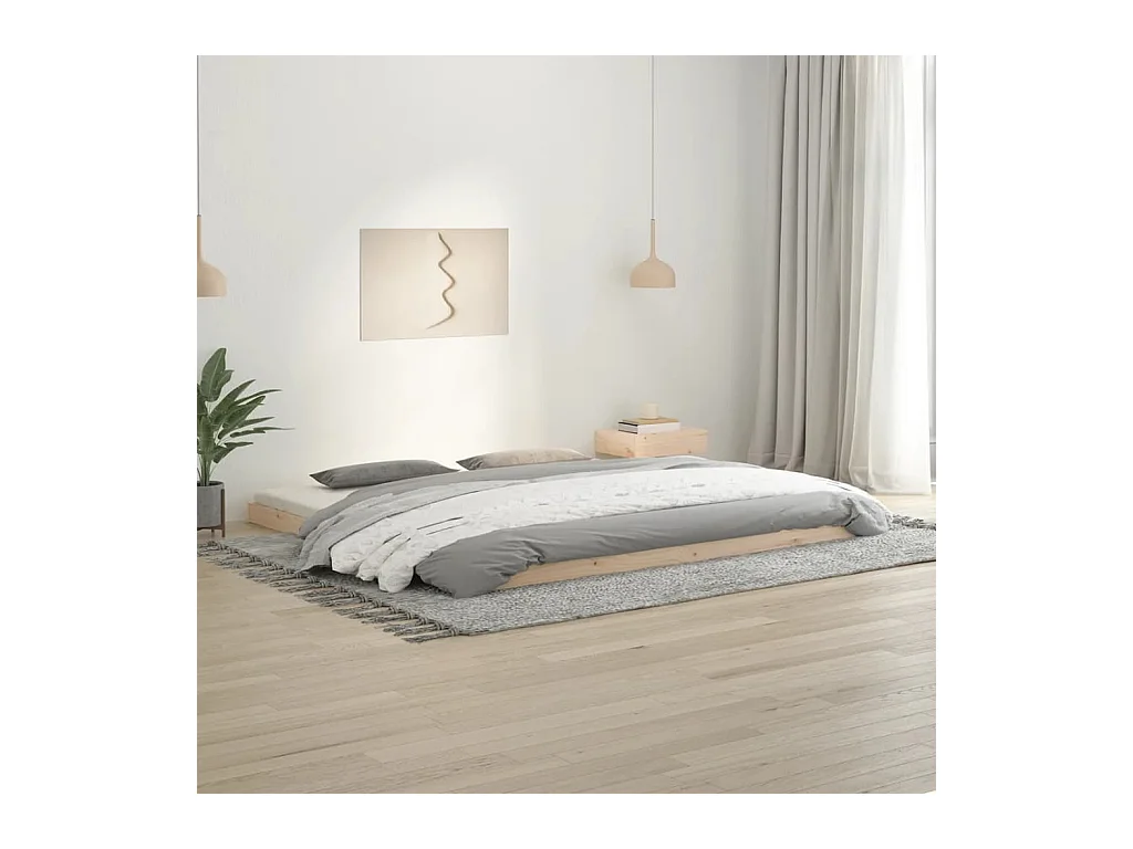Estructura de cama de madera maciza de pino 200x200 cm