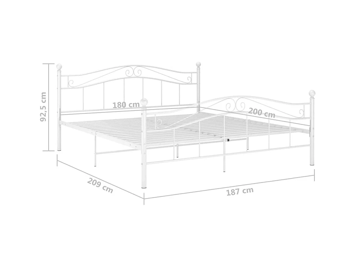 Cadre de lit Blanc Métal 180x200 cm