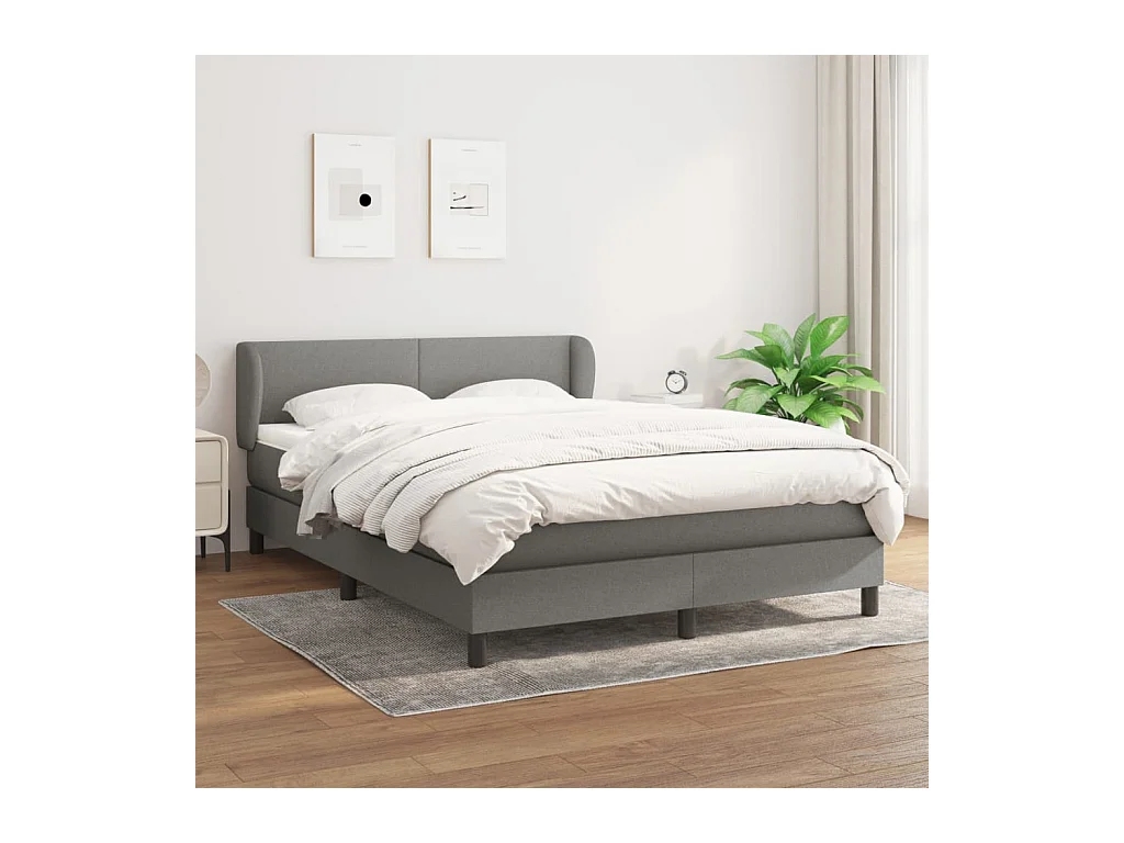 Lit à sommier tapissier avec matelas Gris foncé 140x190cm Tissu