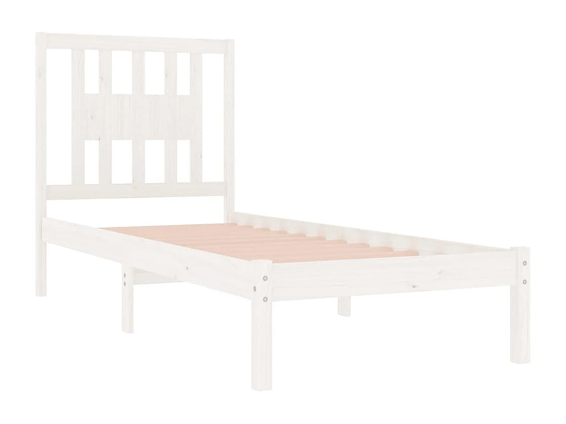Estructura de cama individual madera maciza blanco 90x190 cm