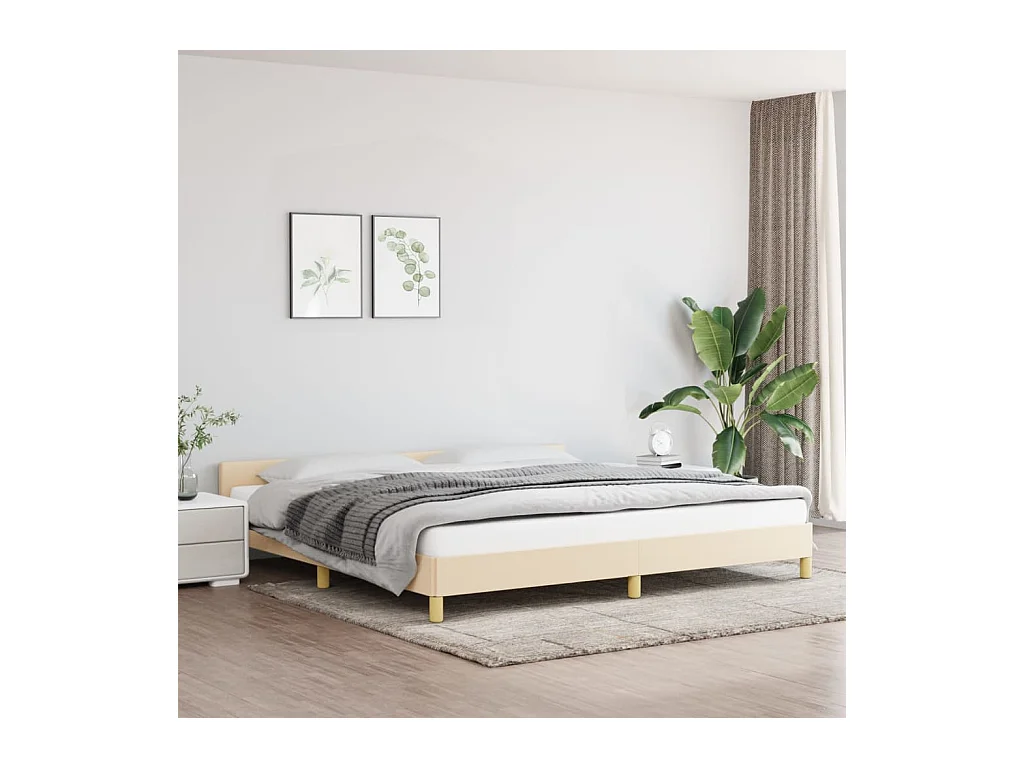 Bedframe zonder matras stof crèmekleurig 200x200 cm