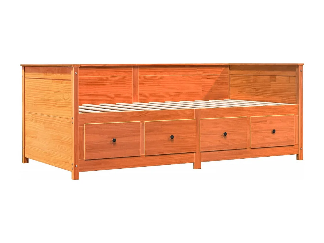 Lit de jour cire marron 100x200 cm bois de pin massif