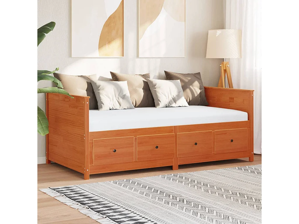 Lit de jour cire marron 100x200 cm bois de pin massif