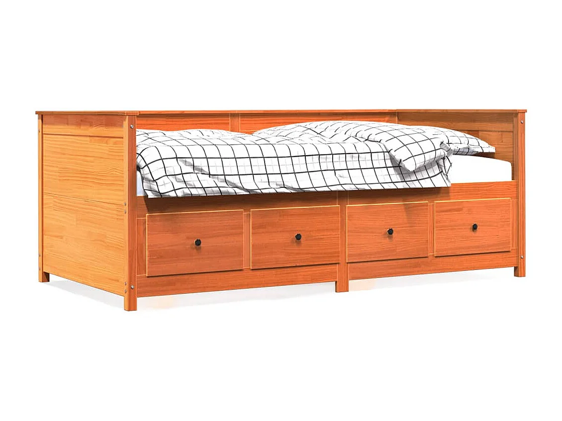 Lit de jour cire marron 100x200 cm bois de pin massif
