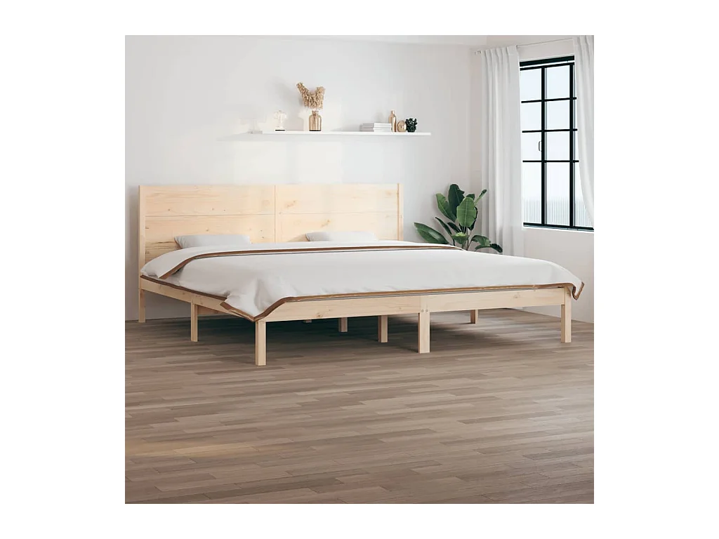 Estructura de cama de madera maciza de pino 200x200 cm