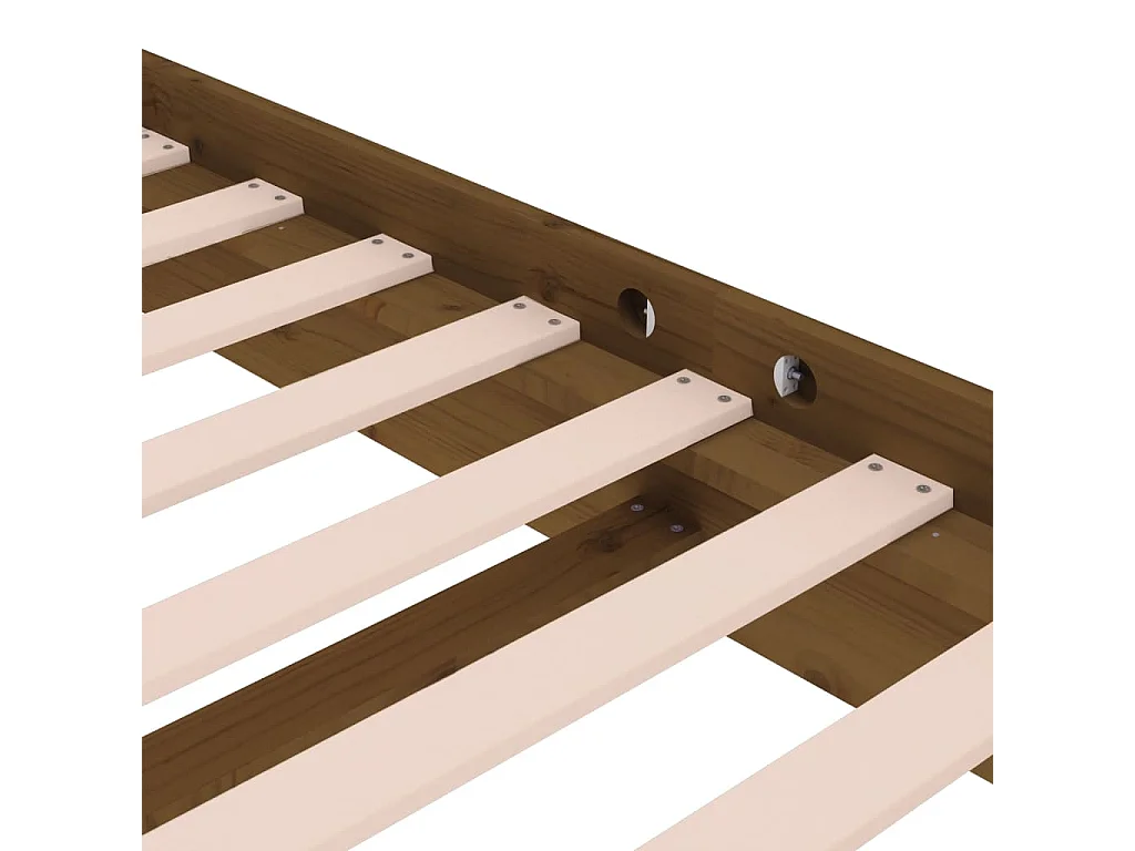 Estrutura de cama casal 135x190 cm madeira maciça castanho-mel