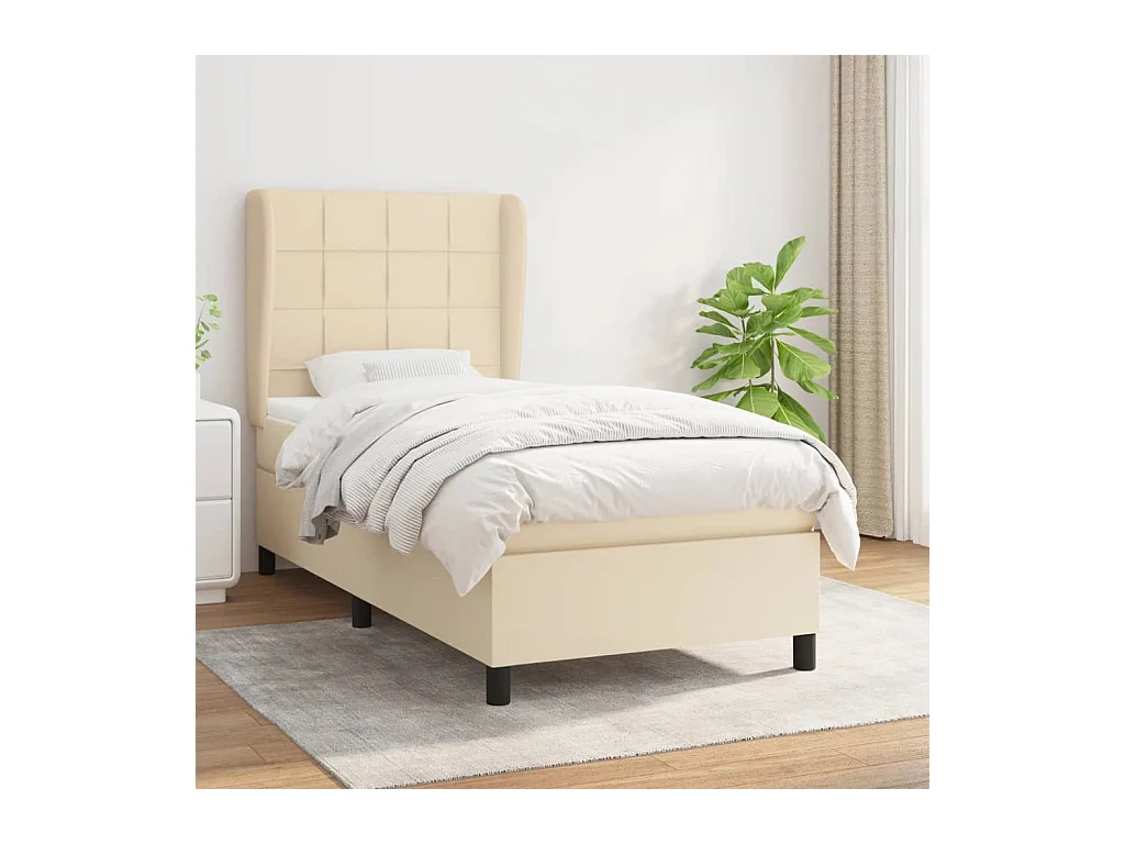 Lit à sommier tapissier avec matelas Crème 80x200 cm Tissu
