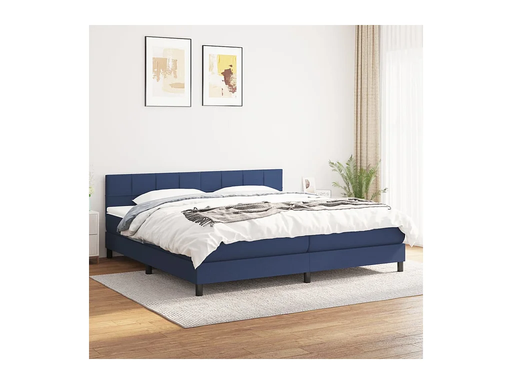 Boxspring met matras stof blauw 200x200 cm