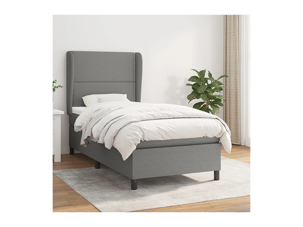 Boxspring met matras stof donkergrijs 100x200 cm