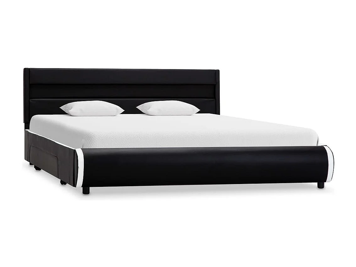 Cadre de lit avec LED Noir Similicuir 140 x 200 cm