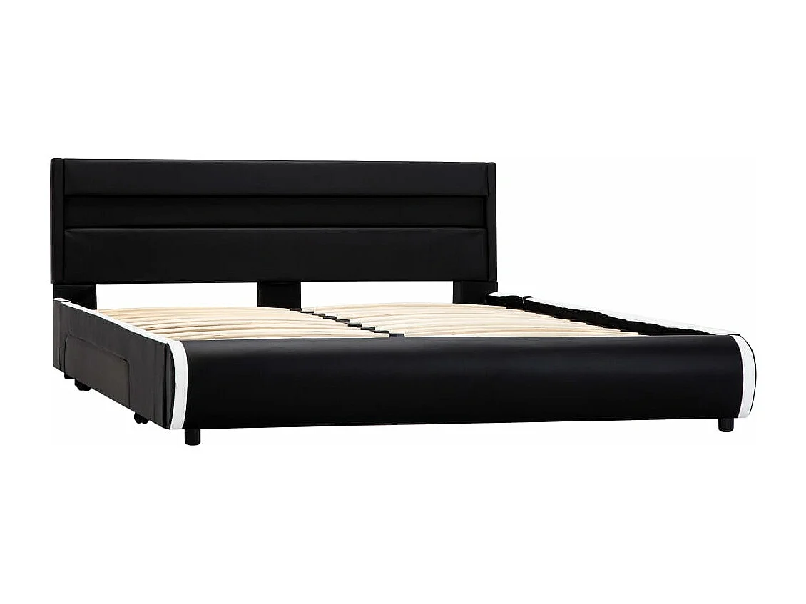 Cadre de lit avec LED Noir Similicuir 140 x 200 cm