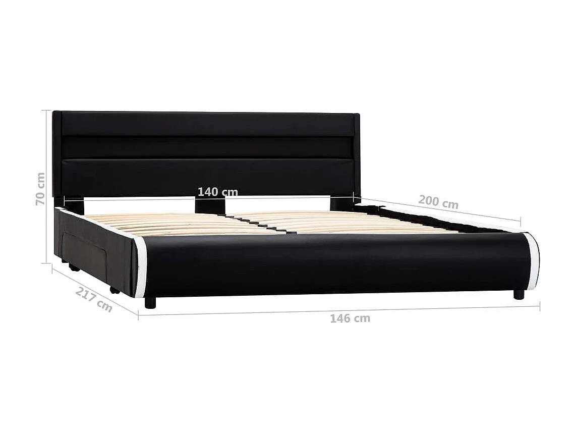 Cadre de lit avec LED Noir Similicuir 140 x 200 cm