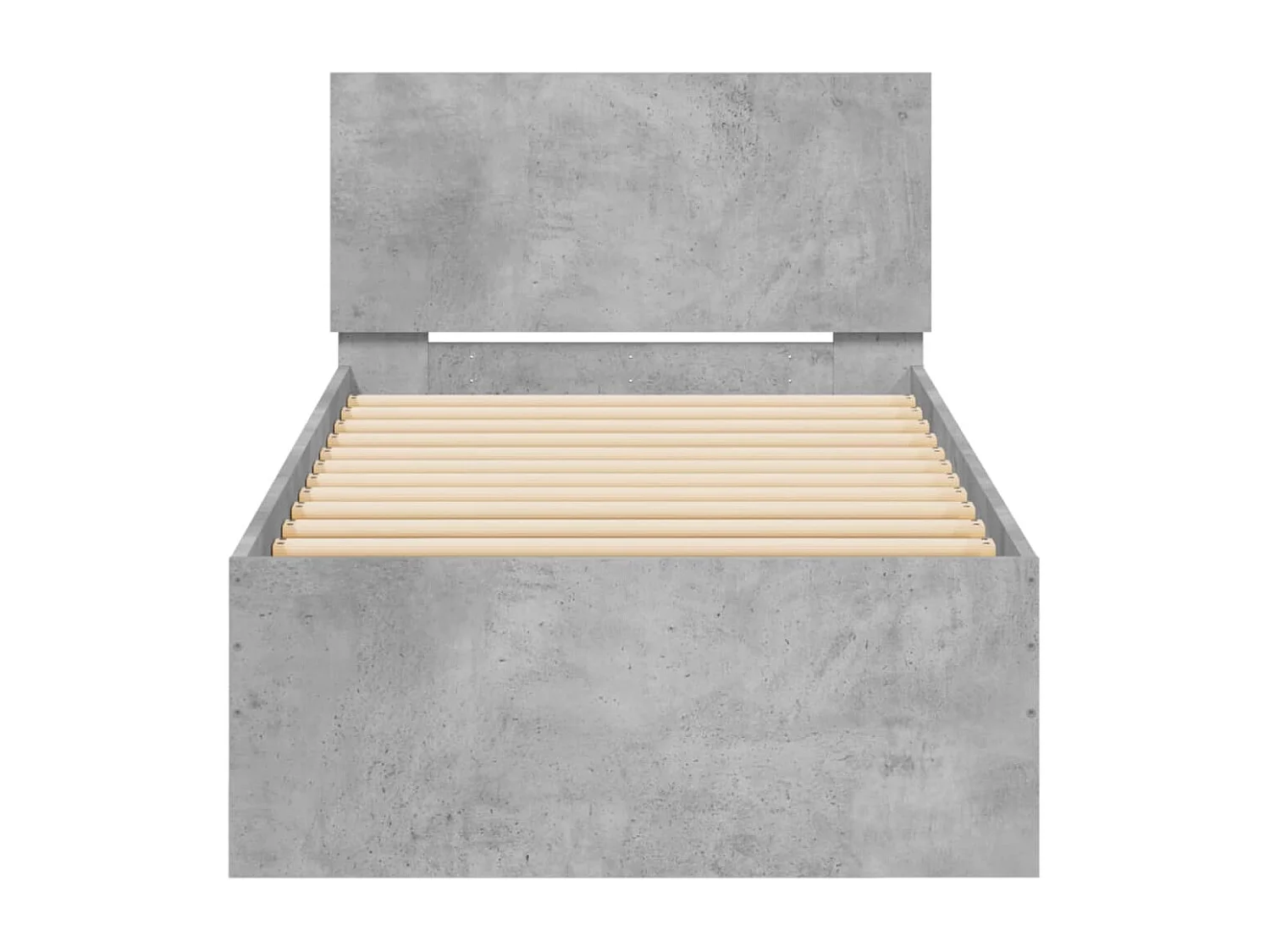 Estructura de cama cabecero luces LED gris hormigón 75x190 cm