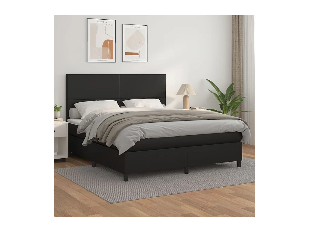 Lit à sommier tapissier avec matelas Noir 160x200 cm