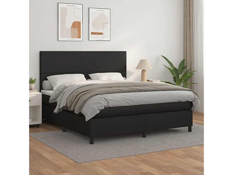 Lit à sommier tapissier avec matelas Noir 160x200 cm