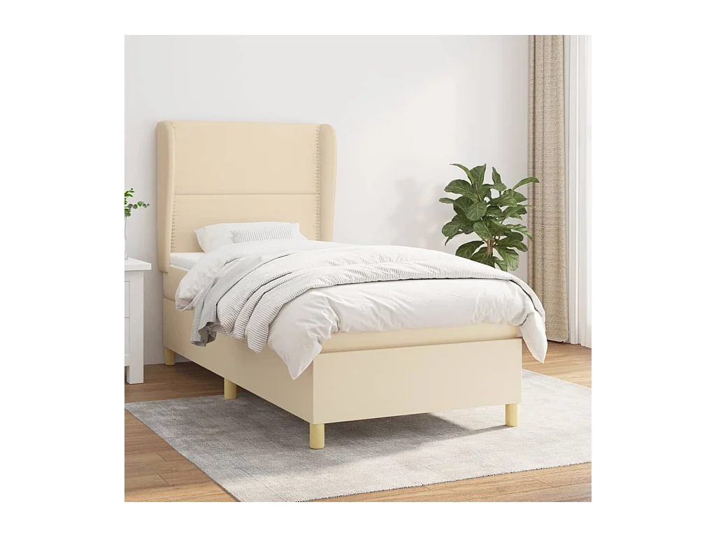 Boxspring met matras stof crèmekleurig 90x200 cm