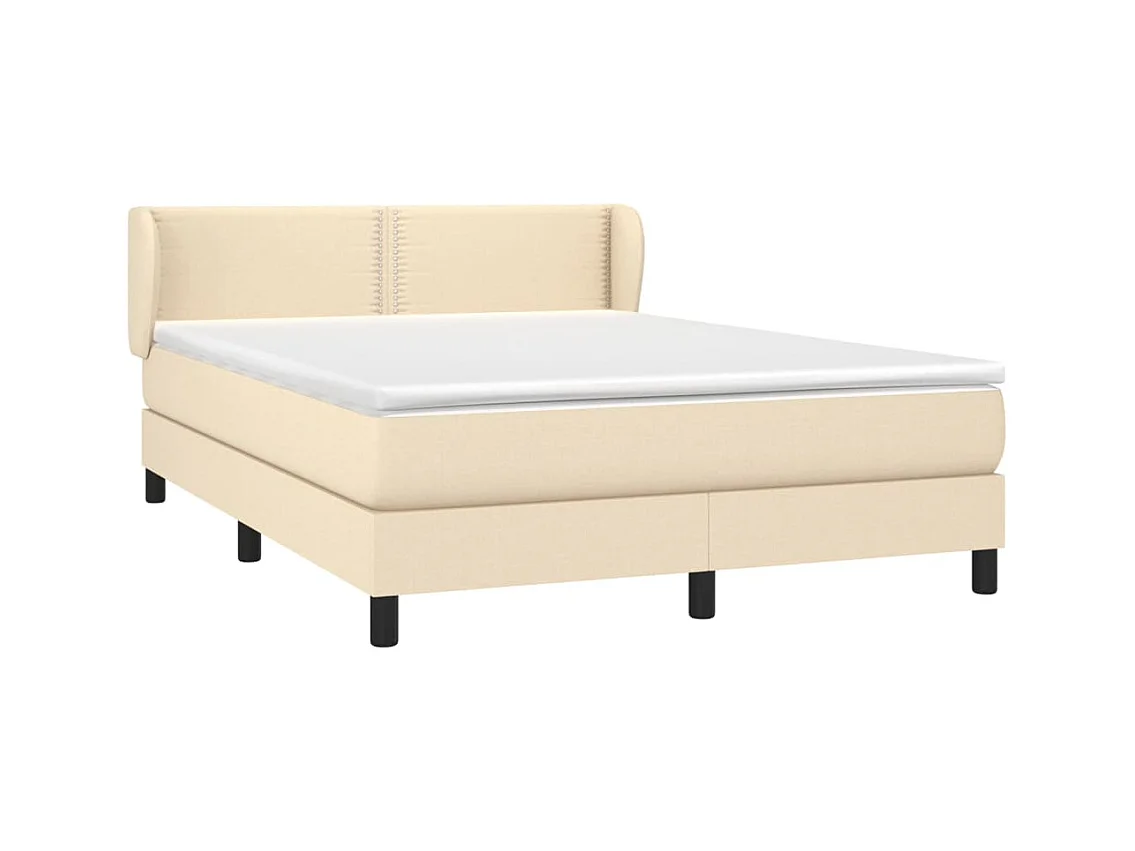 Lit à sommier tapissier avec matelas Crème 140x200 cm Tissu