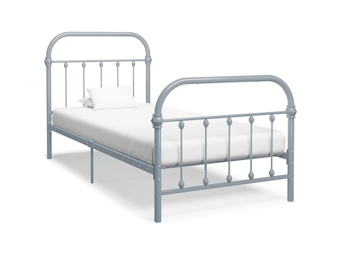 Estrutura de cama 100x200 cm metal cinzento