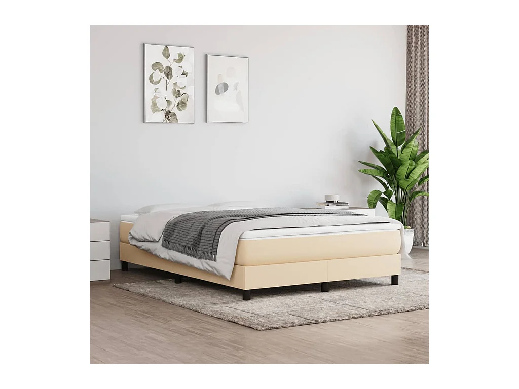 Boxspring met matras stof crèmekleurig 160x200 cm