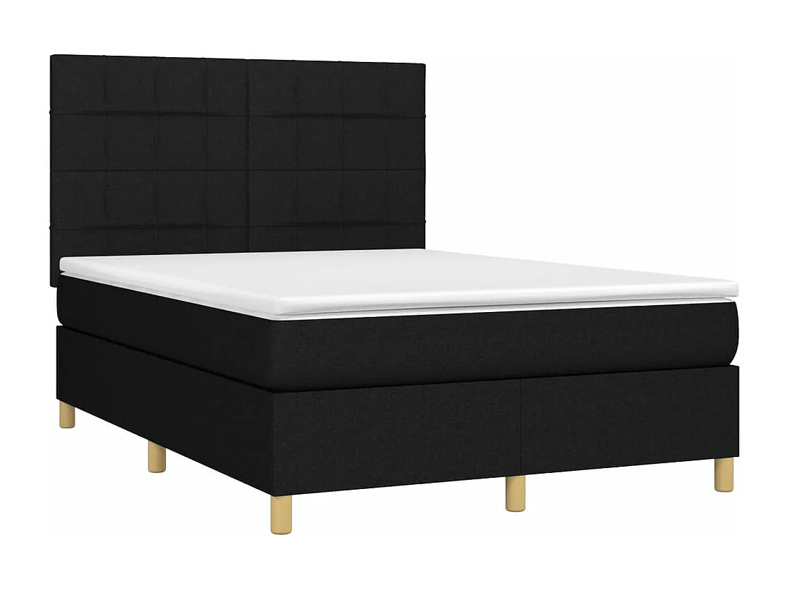 Cama box spring con colchón tela negro 140x190 cm