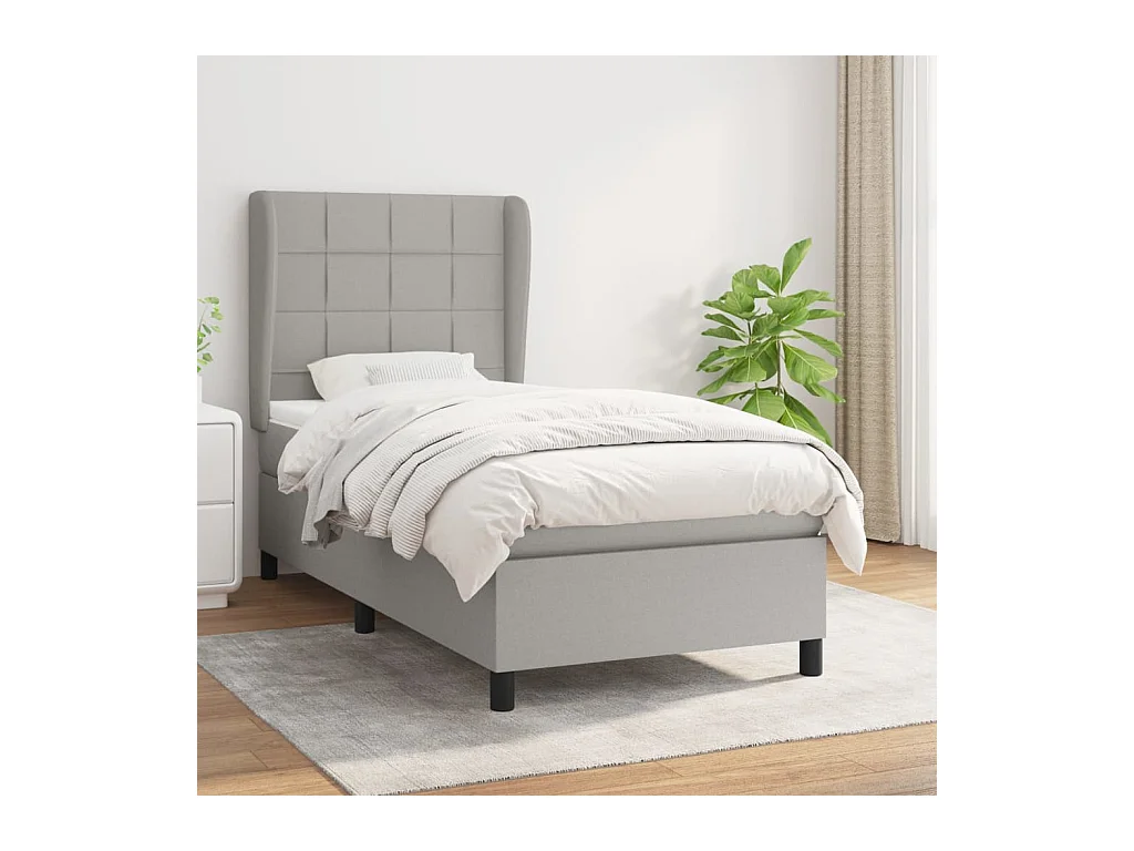 Boxspring met matras stof lichtgrijs 100x200 cm