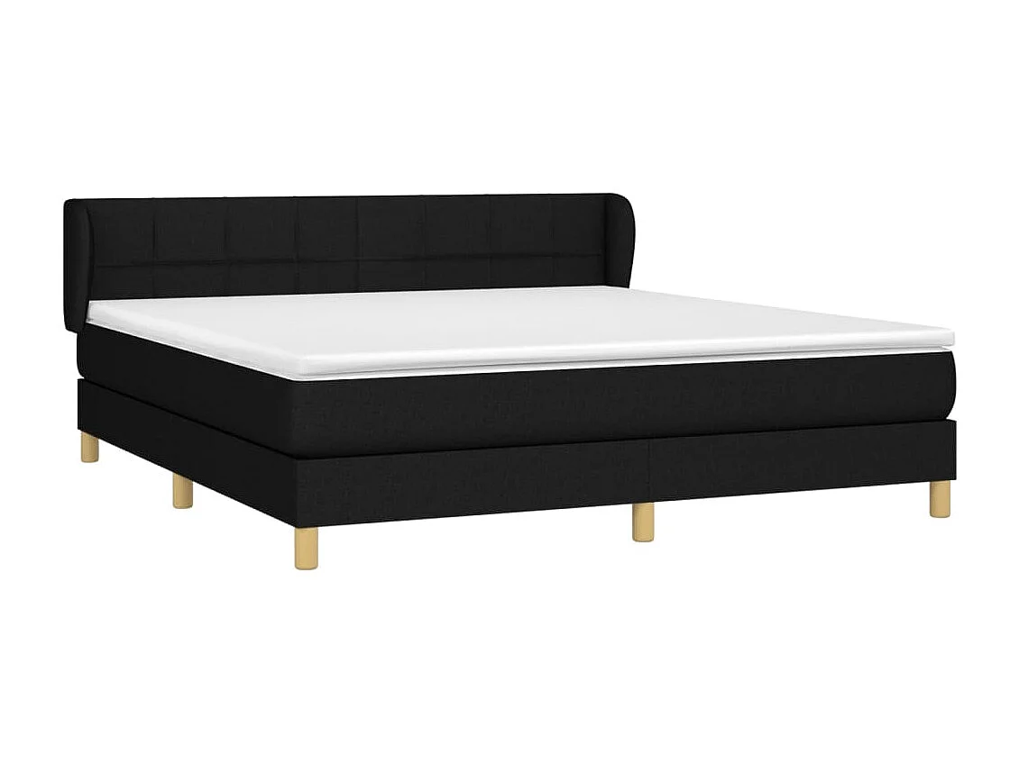Cama box spring con colchón tela negro 160x200 cm