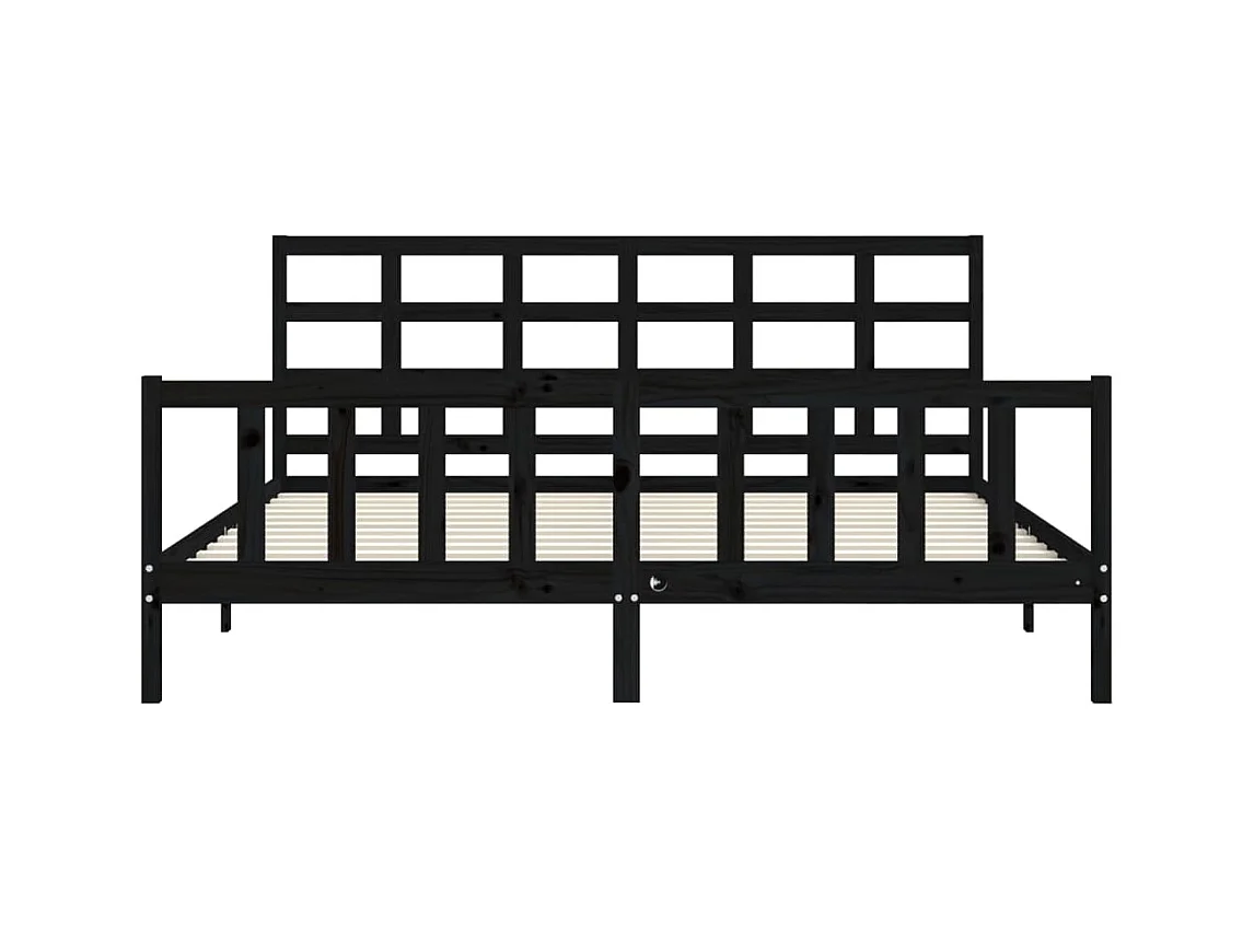 Cadre de lit avec tête de lit noir 200x200 cm bois massif