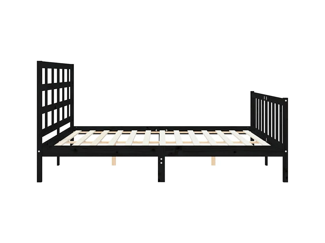 Cadre de lit avec tête de lit noir 200x200 cm bois massif