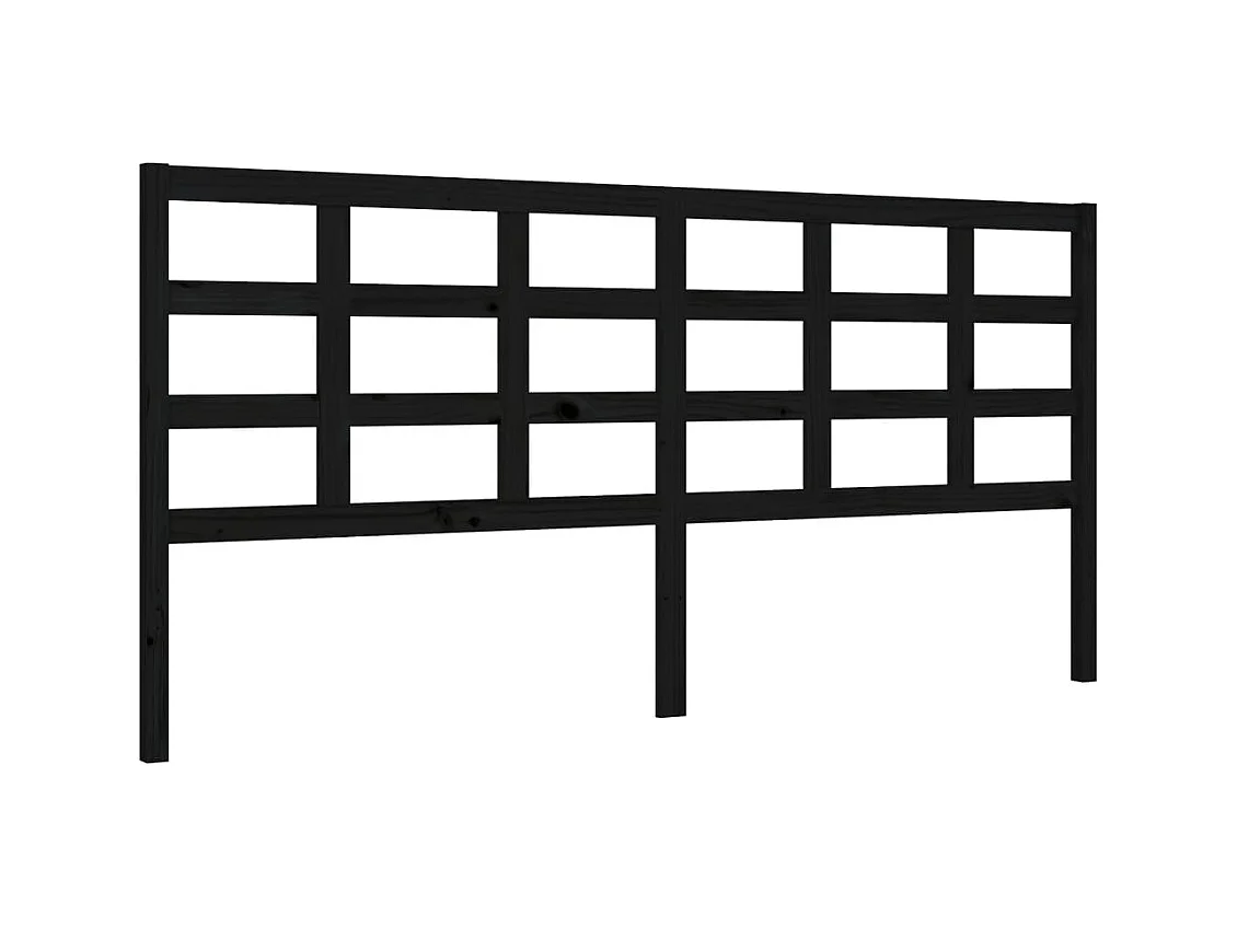 Cadre de lit avec tête de lit noir 200x200 cm bois massif