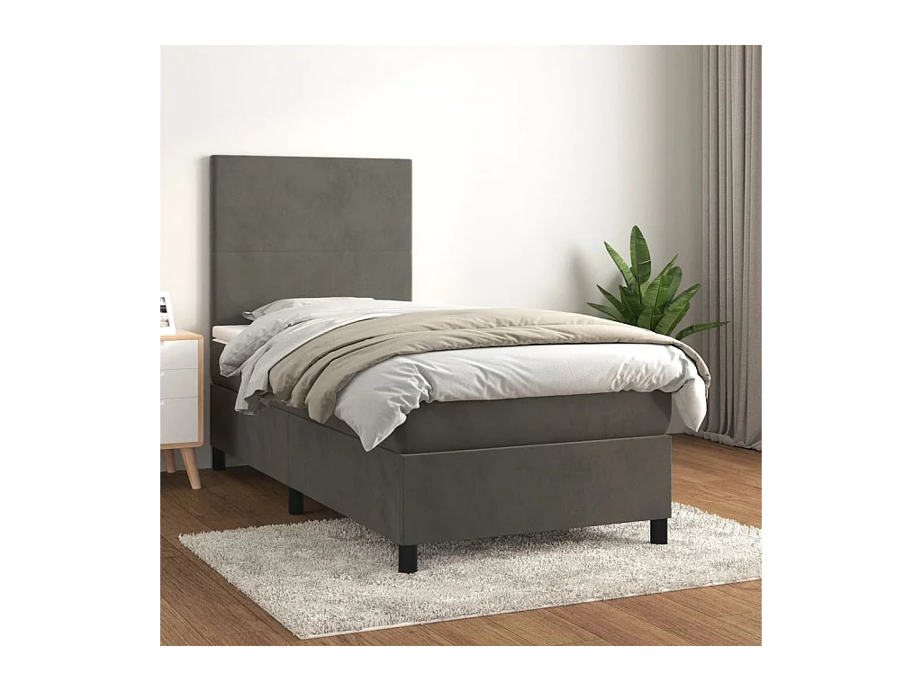 Boxspring met matras fluweel donkergrijs 80x200 cm