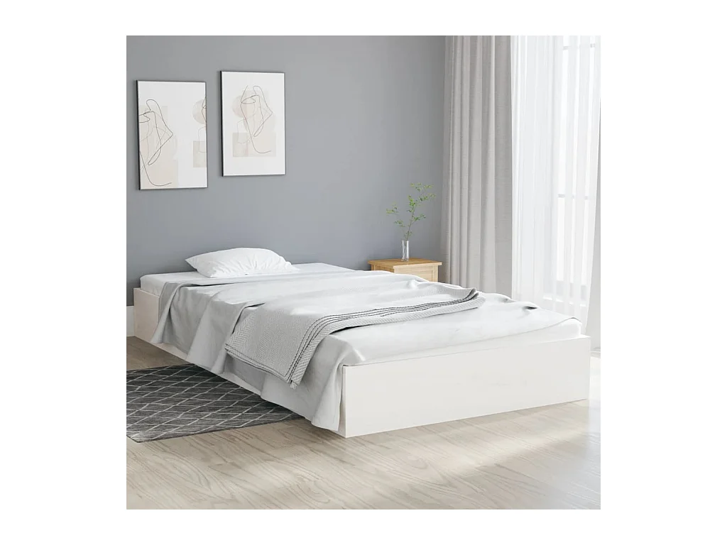 Bedframe massief hout wit 100x200 cm