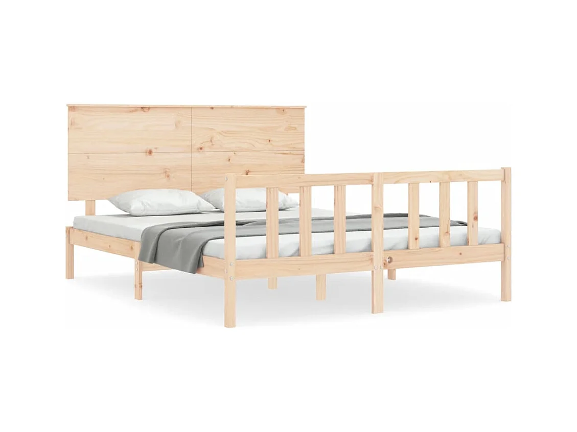 Cadre de lit avec tête de lit king size bois massif
