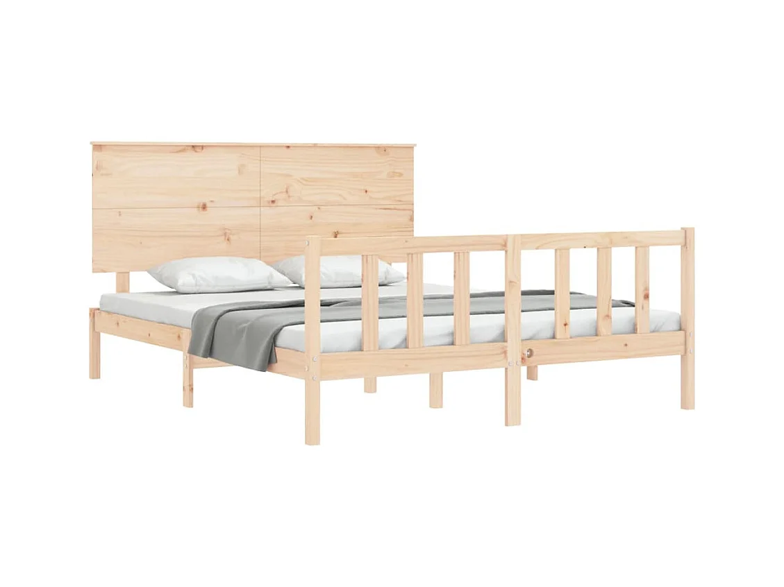 Cadre de lit avec tête de lit king size bois massif