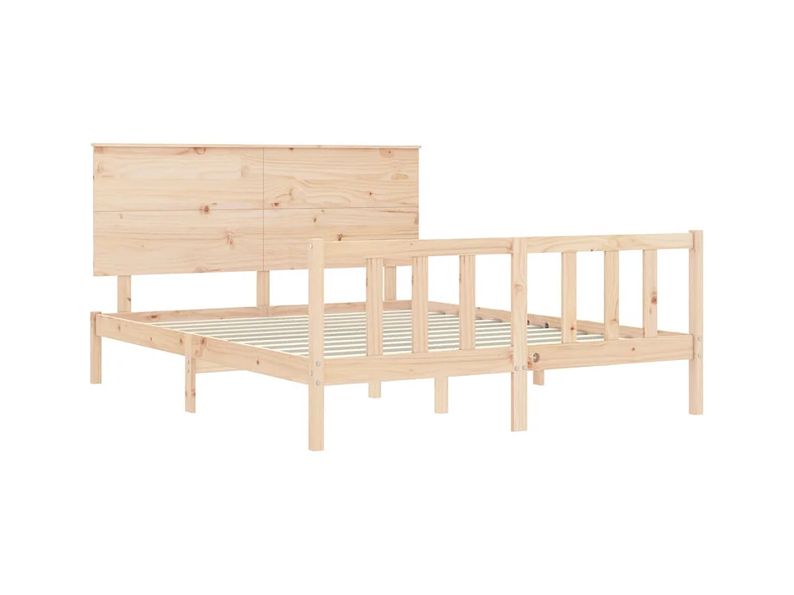 Cadre de lit avec tête de lit king size bois massif