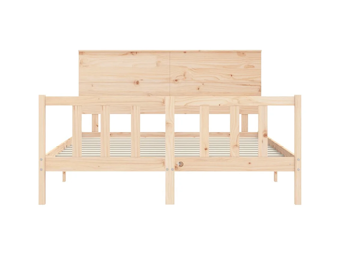 Cadre de lit avec tête de lit king size bois massif