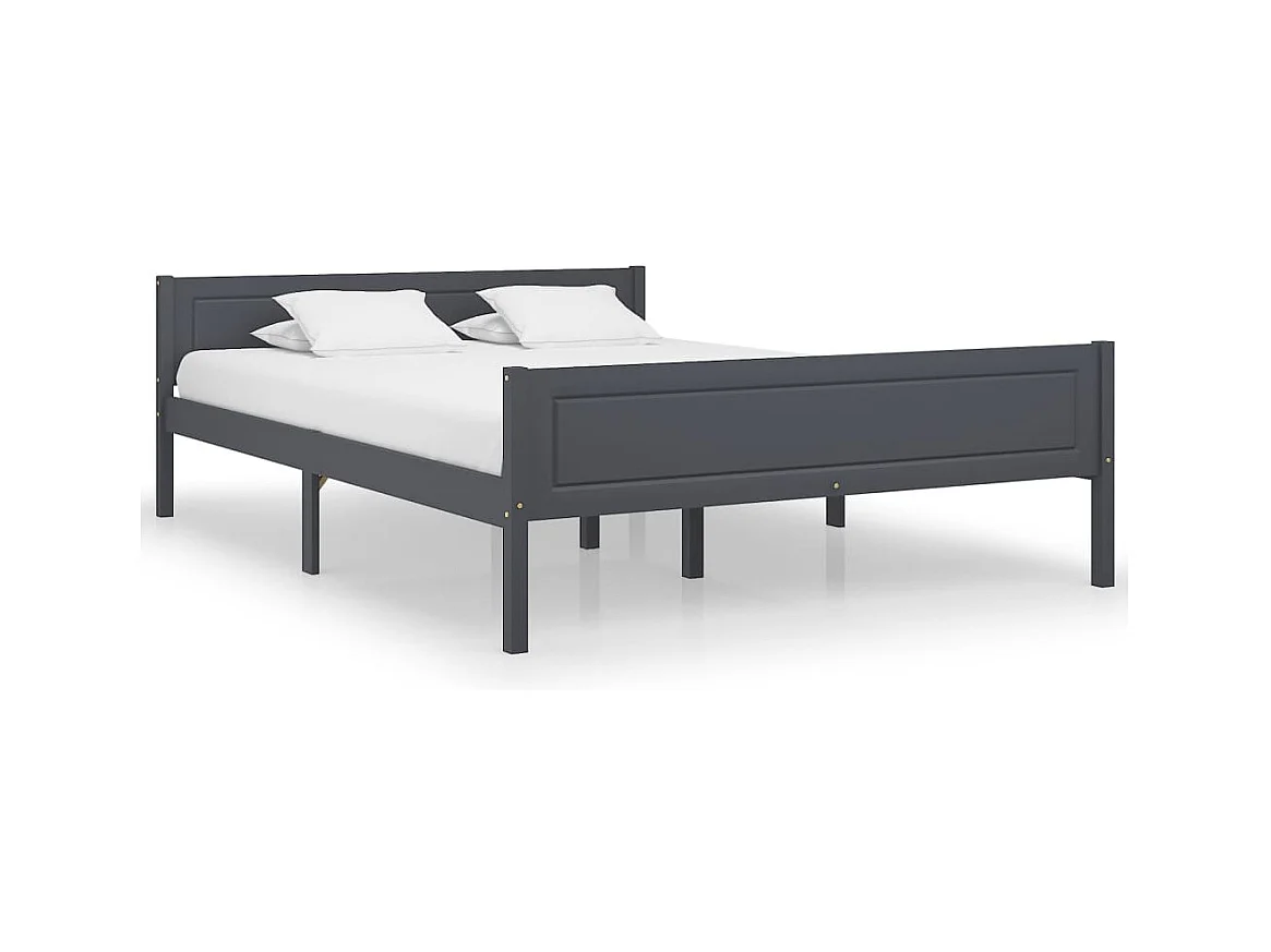 Cadre de lit Bois de pin massif Gris 140x200 cm