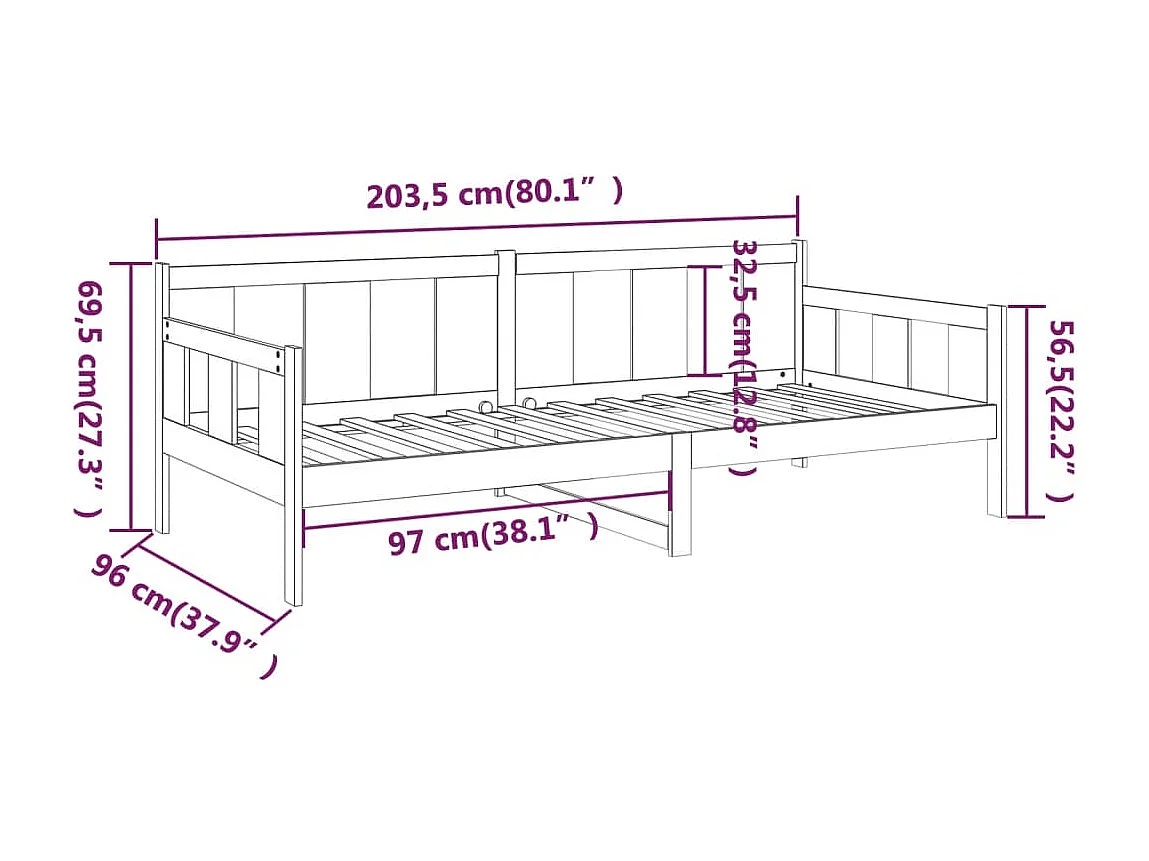 Sofá-cama 90 x 200 cm madeira de pinho maciça