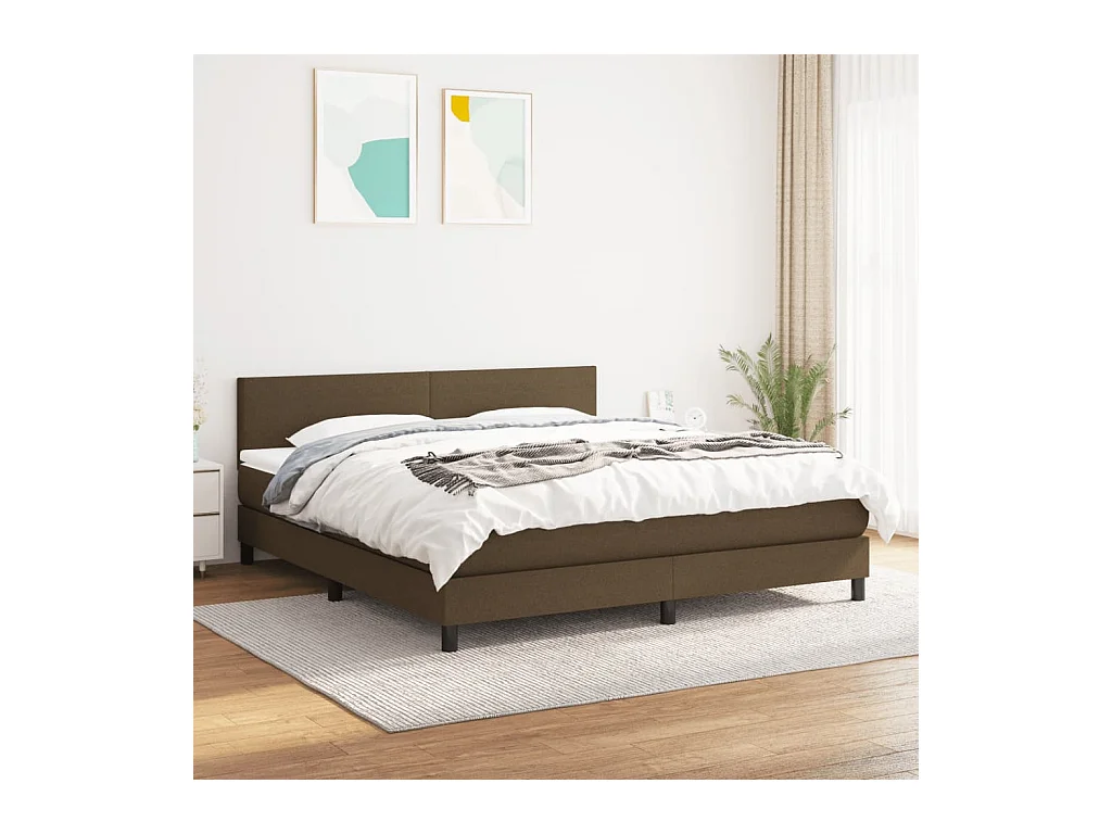 Cama com molas/colchão 180x200 cm tecido castanho-escuro