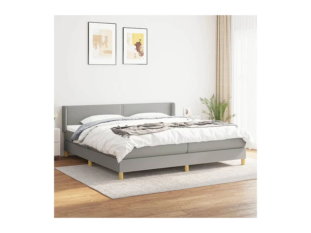 Boxspring met matras stof lichtgrijs 200x200 cm