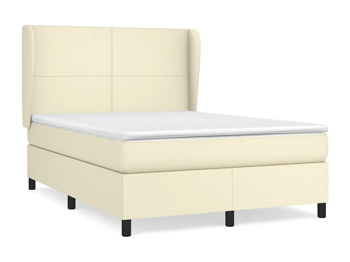 Lit à sommier tapissier avec matelas Crème 140x200cm Similicuir