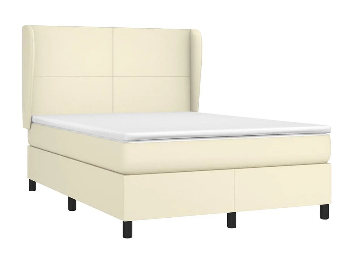 Lit à sommier tapissier avec matelas Crème 140x200cm Similicuir