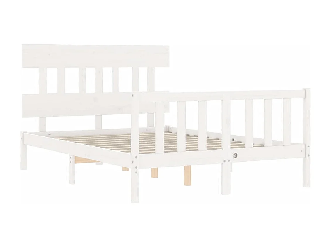 Estructura de cama con cabecero madera maciza blanco 140x200 cm