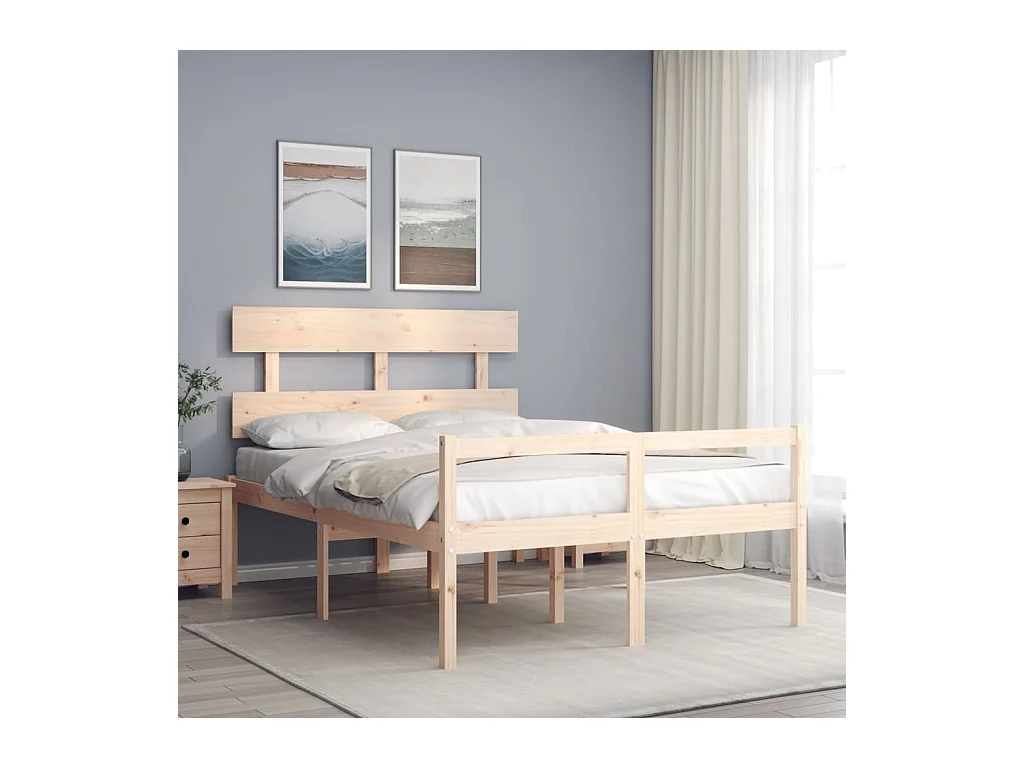 Seniorenbed met hoofdbord massief hout 140x190 cm